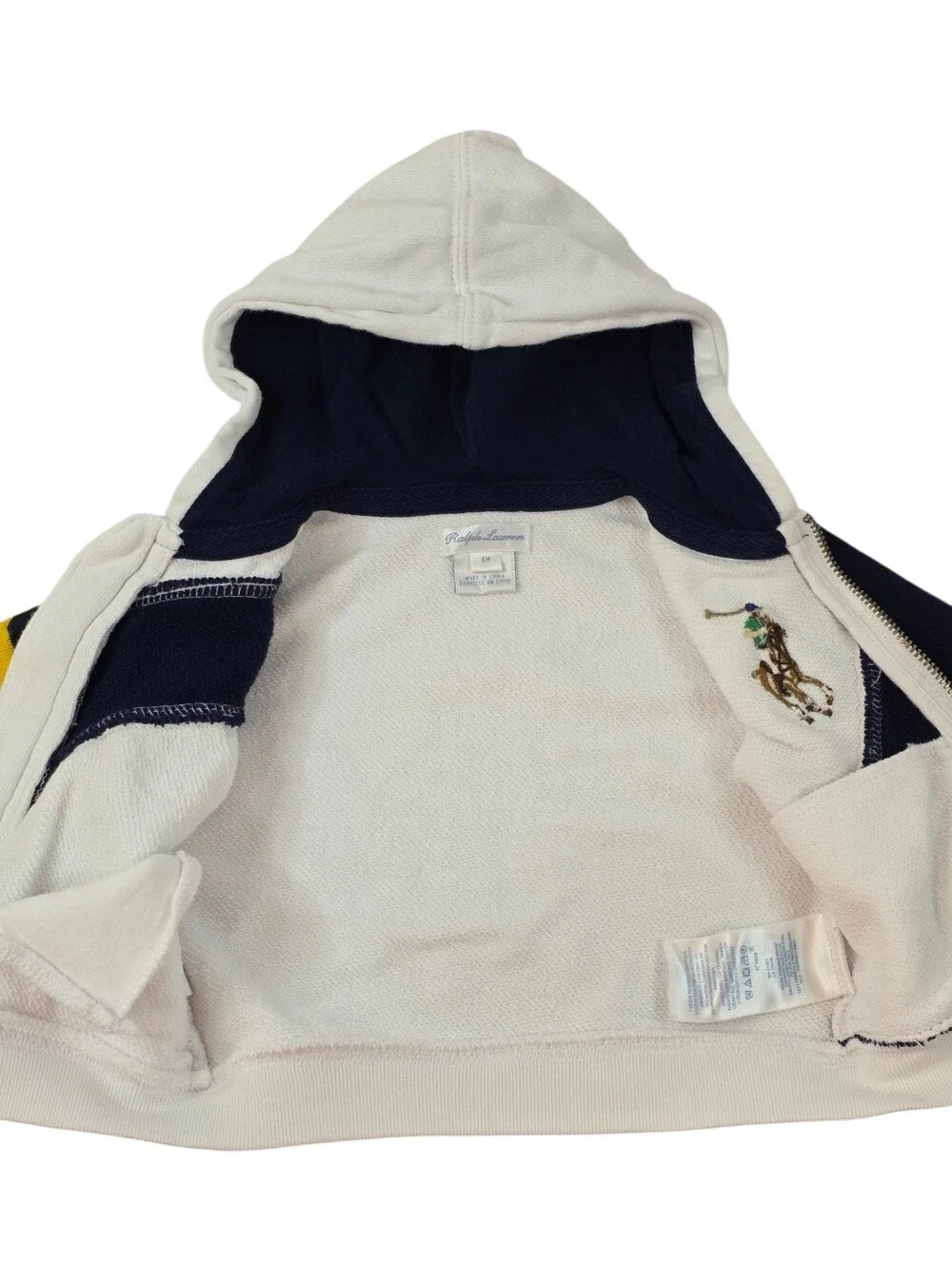 Ralph Lauren Baby Polo Hoodie Zip Jacket 6M Big Flesh Pony Colorblock Cotton